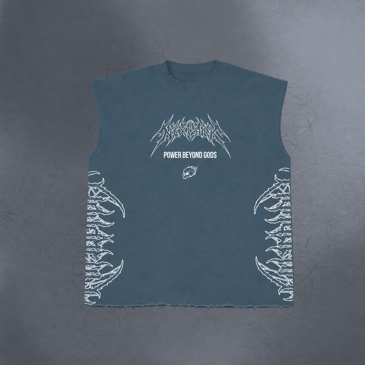 E RANK HUNTER AZURE CUT OFF TEE