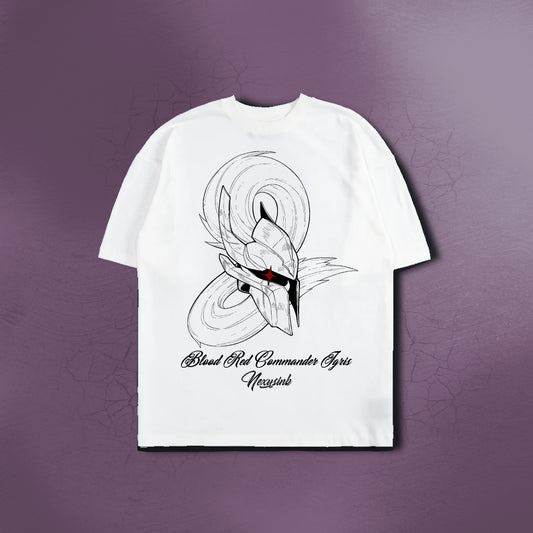 BLOOD RED COMMANDER WHITE TEE