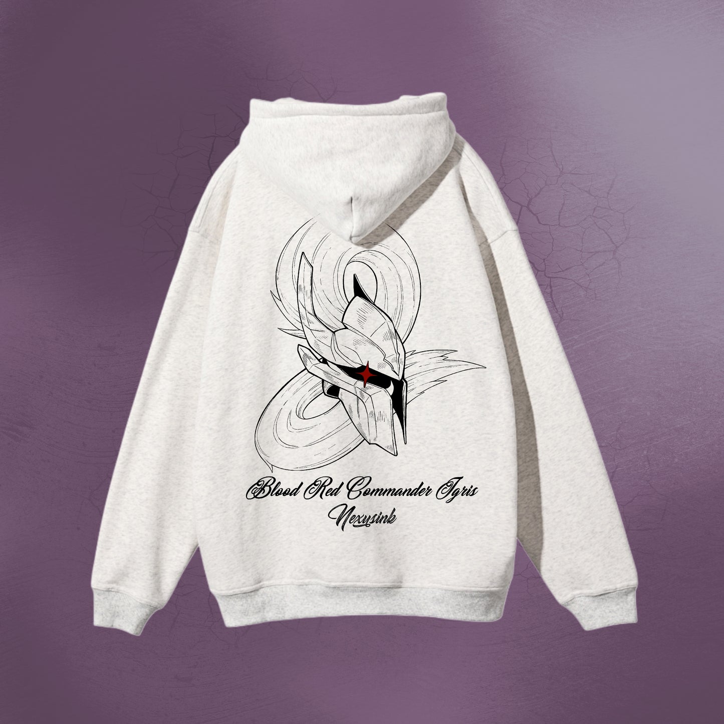 BLOOD RED COMMANDER WHITE ZIP UP HOODIE