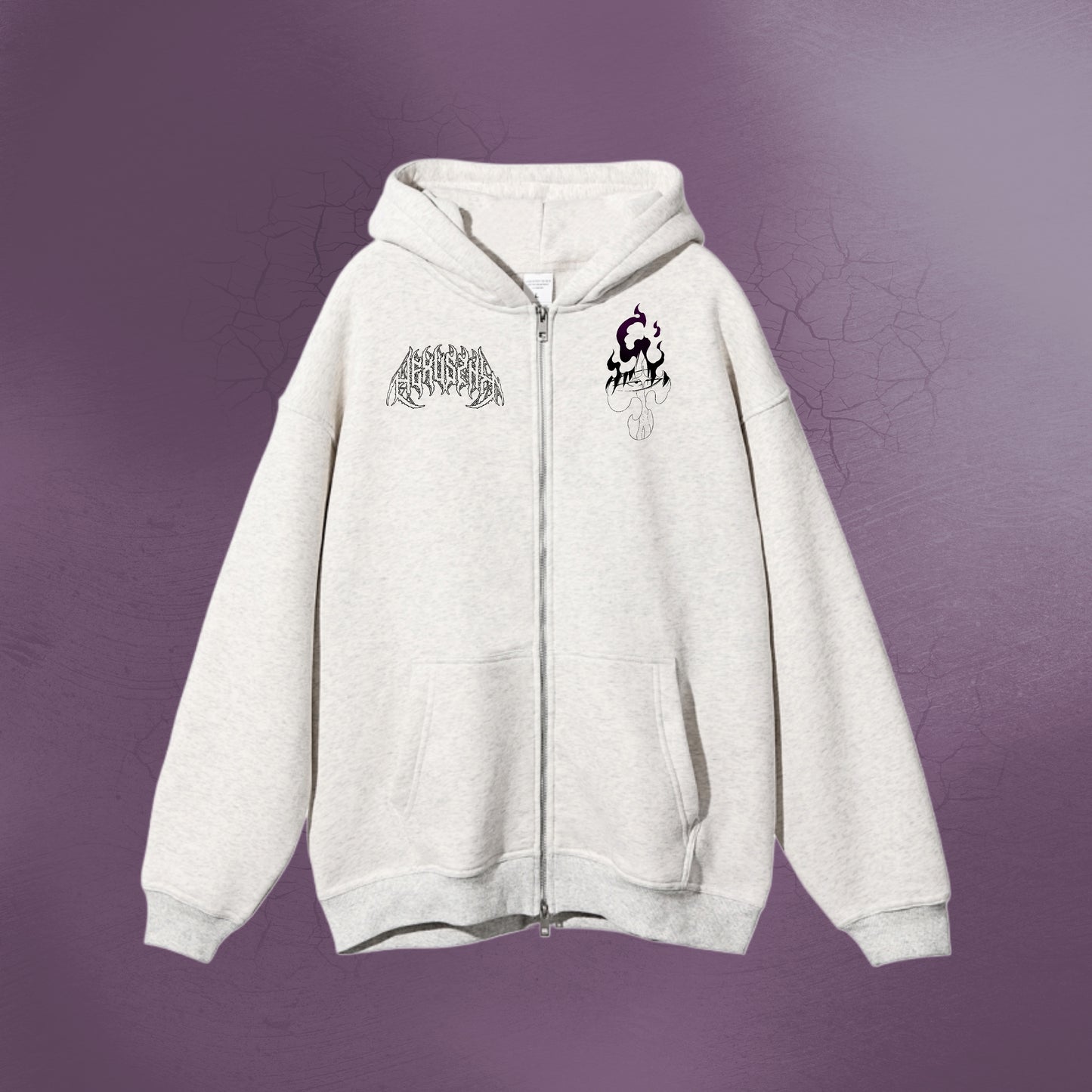 BLOOD RED COMMANDER WHITE ZIP UP HOODIE