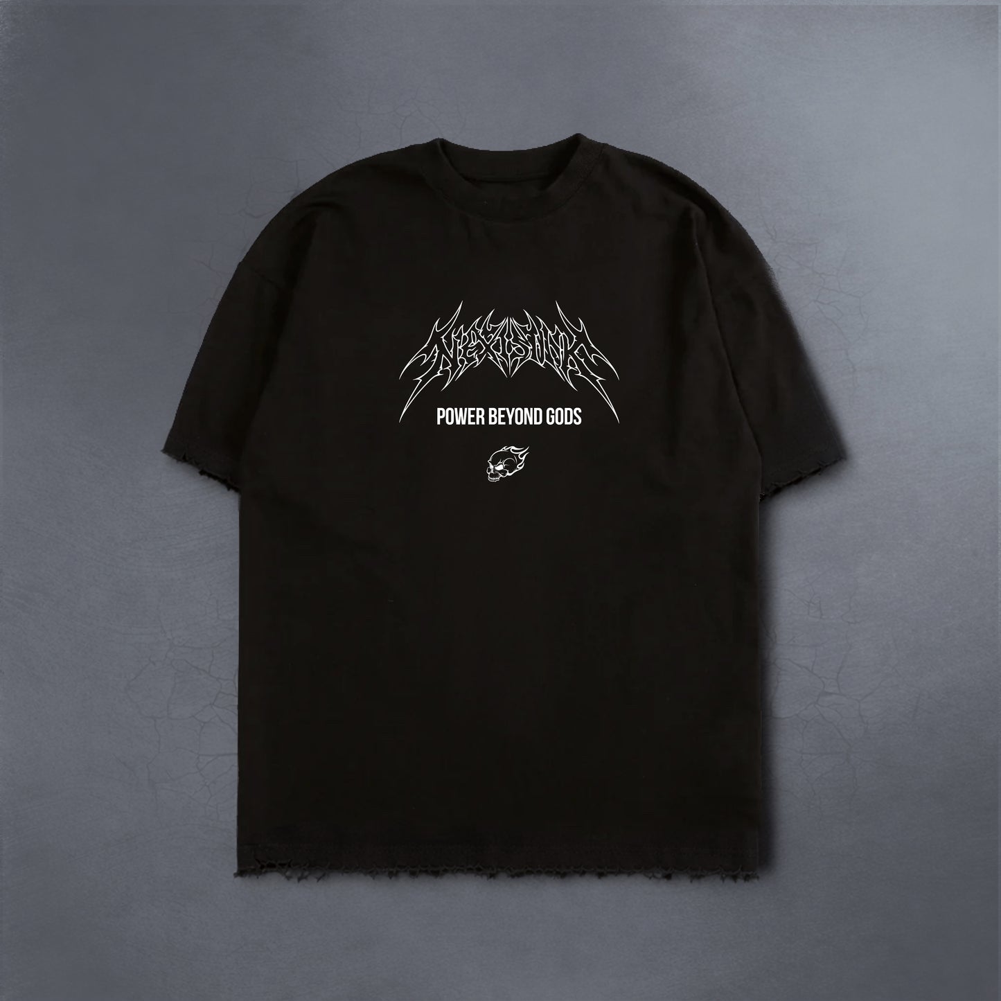 BEYOND GODS BLACK DISTRESSED TEE