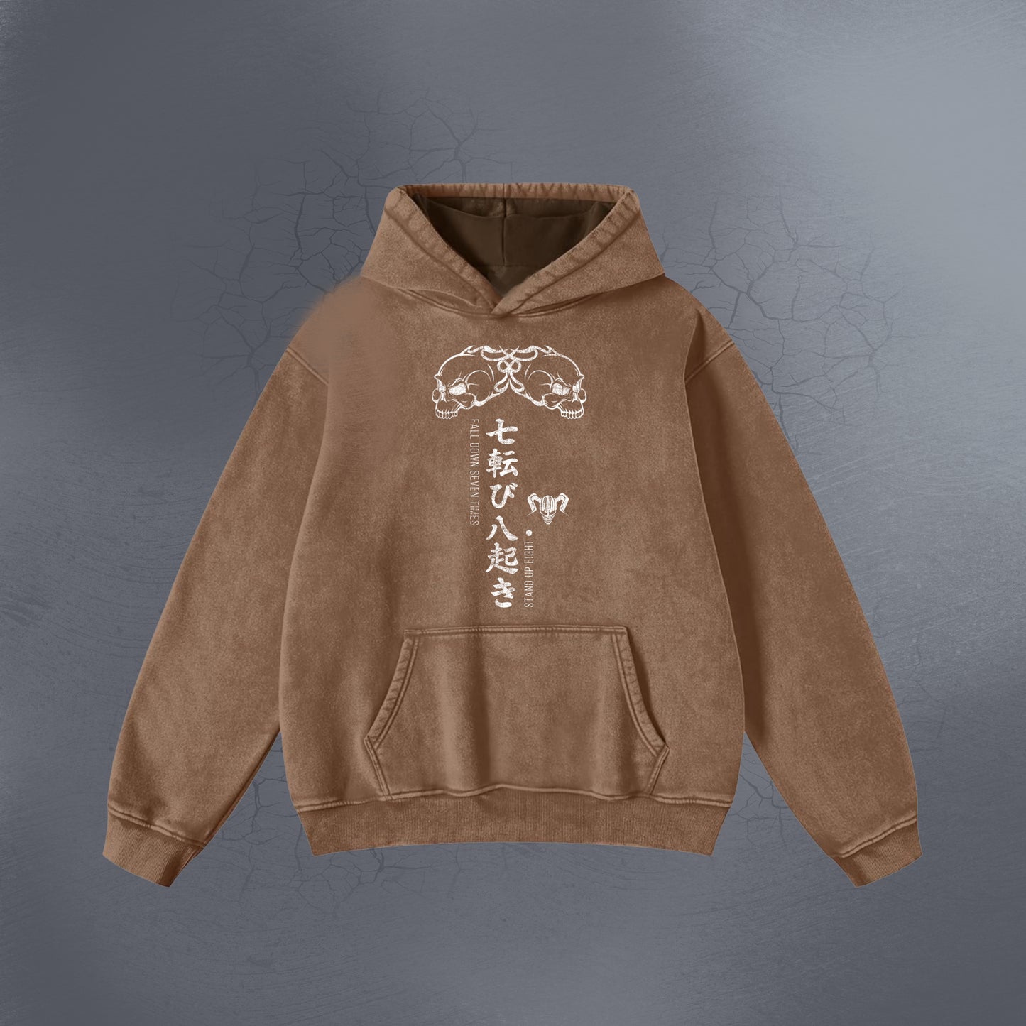 STAND UP ACID WASH BROWN HOODIE