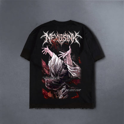 BLOOD REMAINS TRUE DISTRESSED BLACK TEE