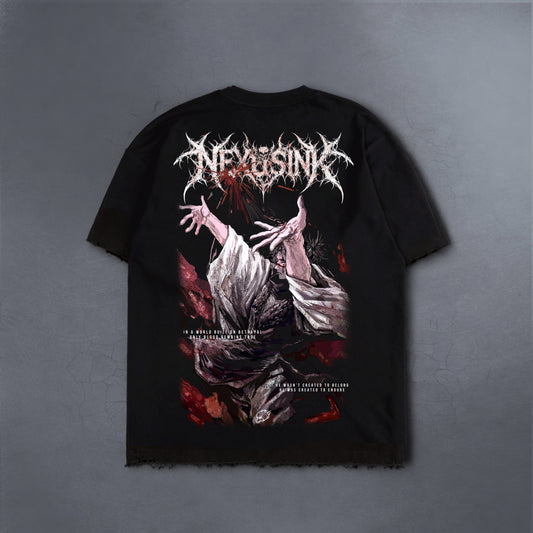 BLOOD REMAINS TRUE DISTRESSED BLACK TEE