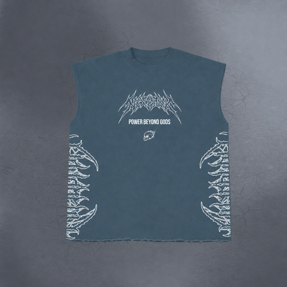 E RANK HUNTER AZURE CUT OFF TEE