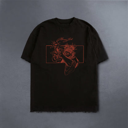 BLOOD REMAINS TRUE DISTRESSED BLACK TEE