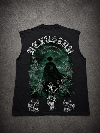 HUMANITY'S STRONGEST SOLDIER BLACK DISTRESSED TEE