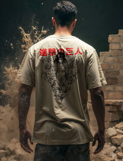 ATTACK ON TITAN 2 SIDED BEIGE TEE