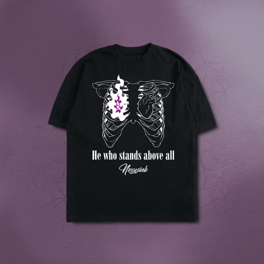 HE WHO STANDS ABOVE ALL BLACK TEE