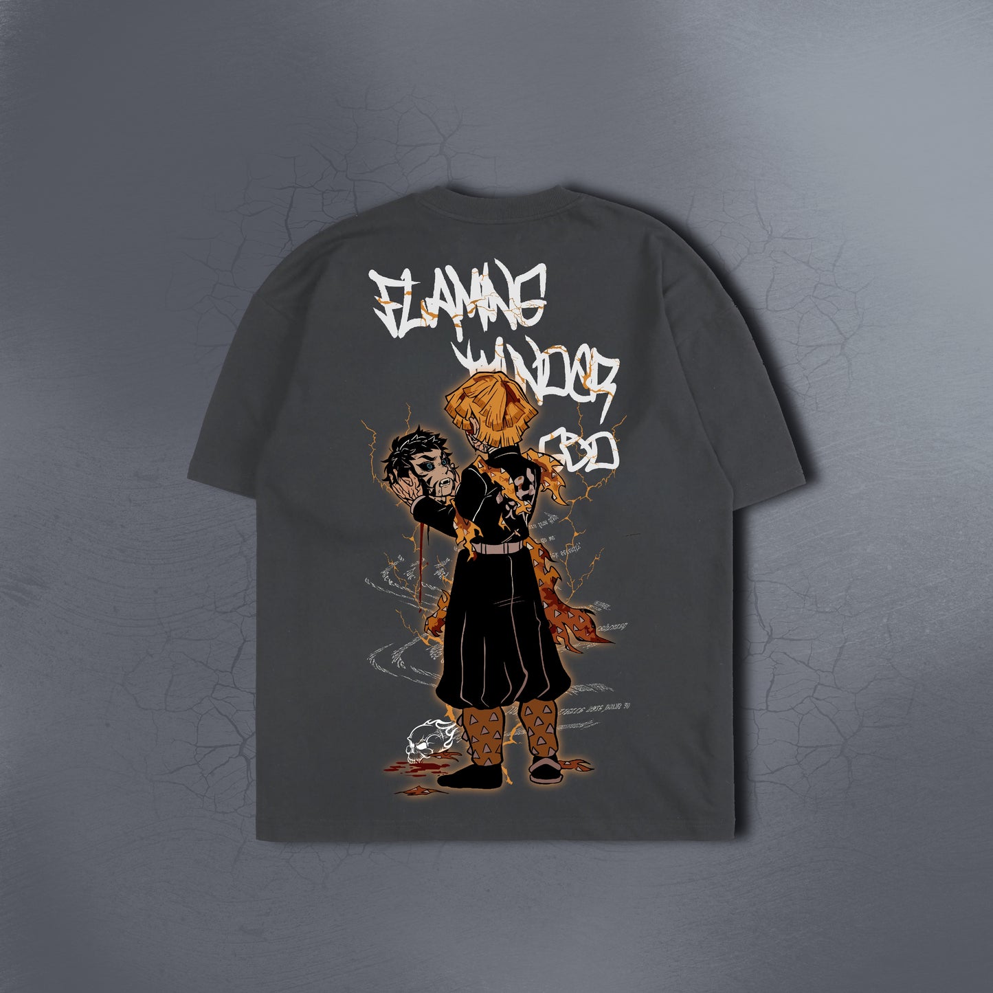 FLAMING THUNDER GOD DARK GREY TEE