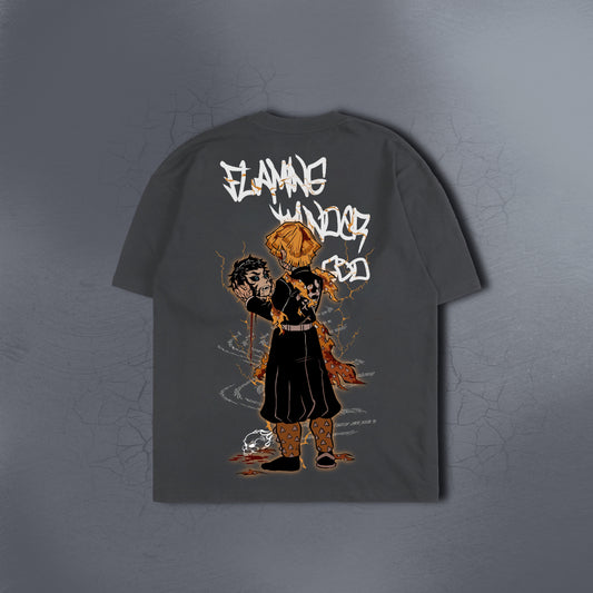 FLAMING THUNDER GOD GRAY TEE