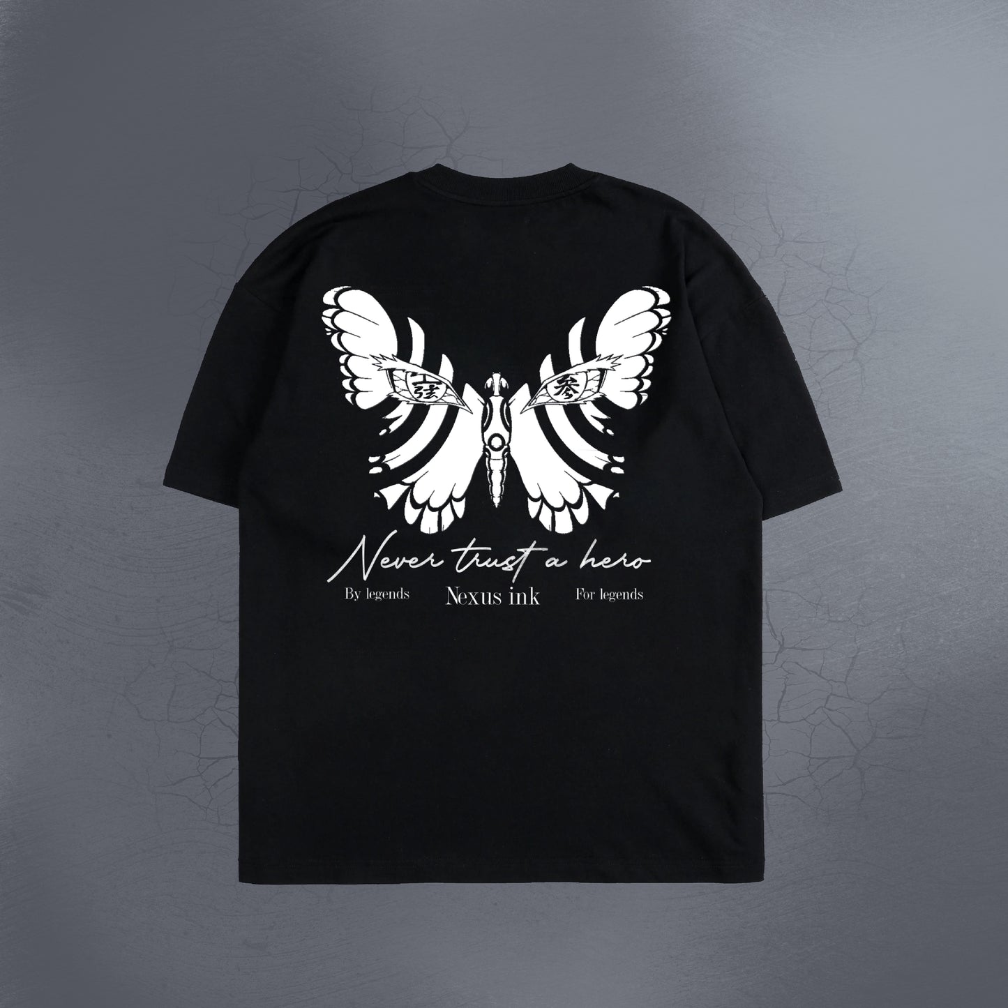 NEVER TRUST A HERO BLACK TEE