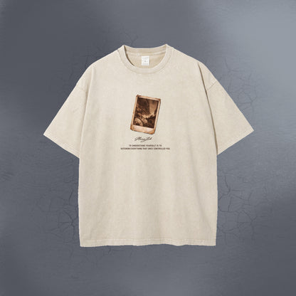 CURSED BUT ASCENDING CREAM ACID WASH TEE