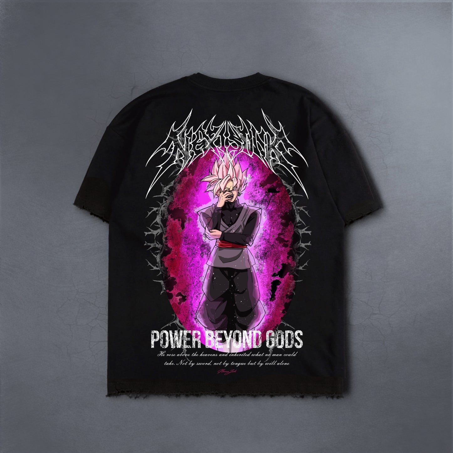 BEYOND GODS BLACK DISTRESSED TEE