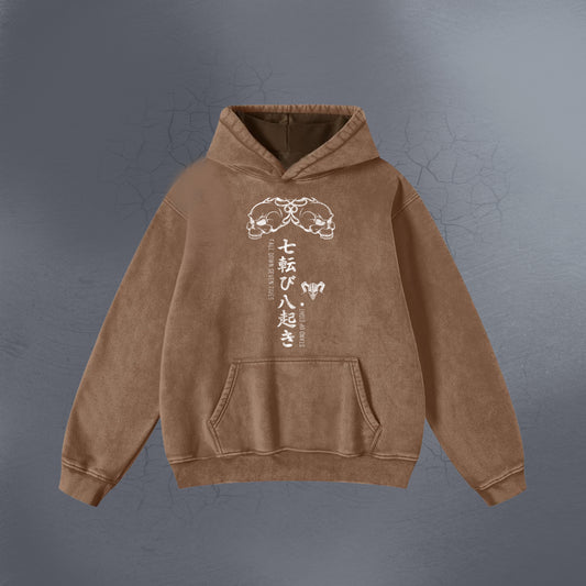 STAND UP ACID WASH BROWN HOODIE